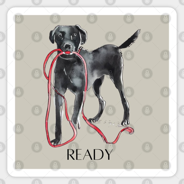 READY DOG Labrador with Leash Sticker by ZogDog Pro